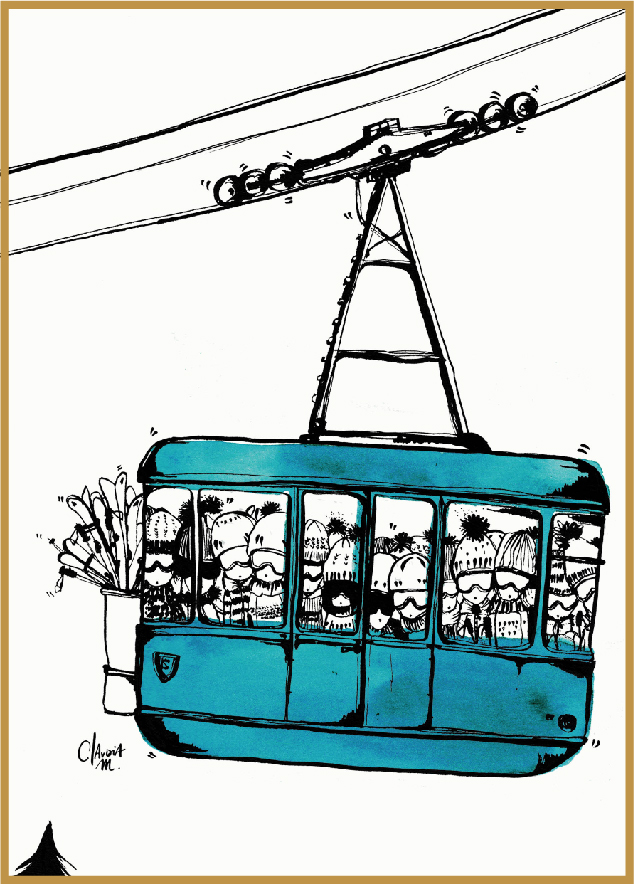 Téléphérique cyan (15X21 cm)