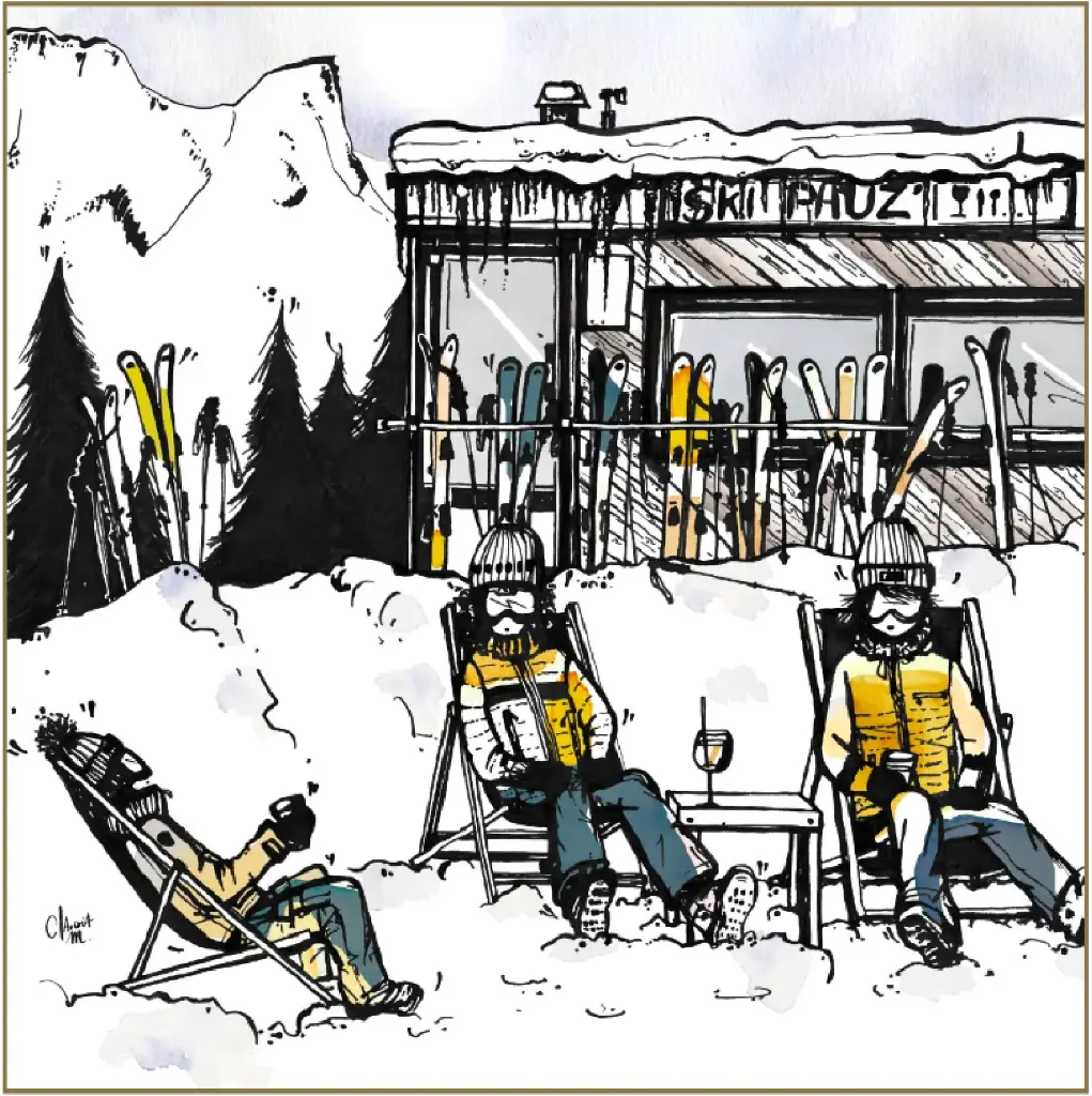 Ski pauz ! (safran) (30X30 cm)